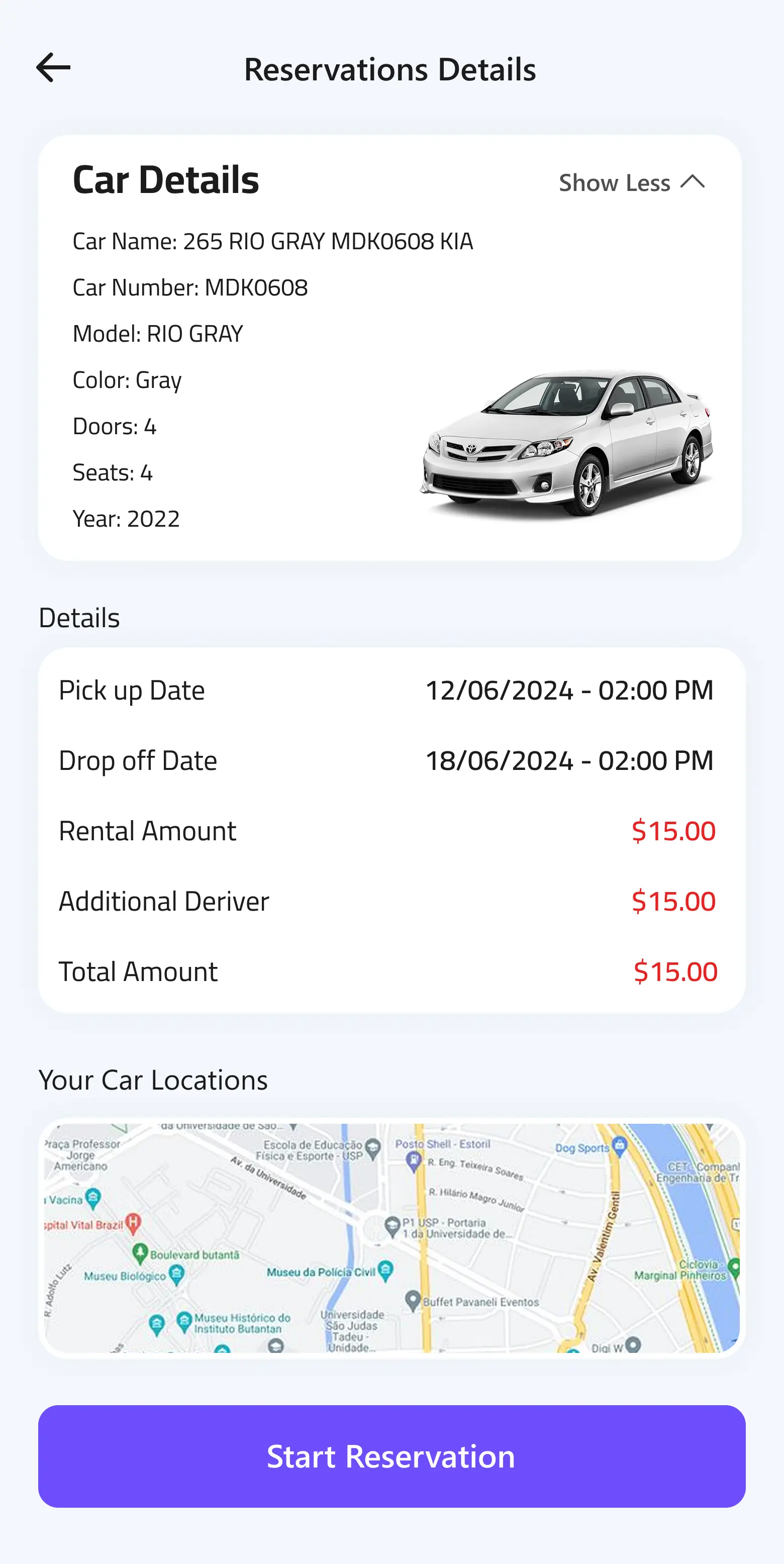 SoftCar Reservation Details
