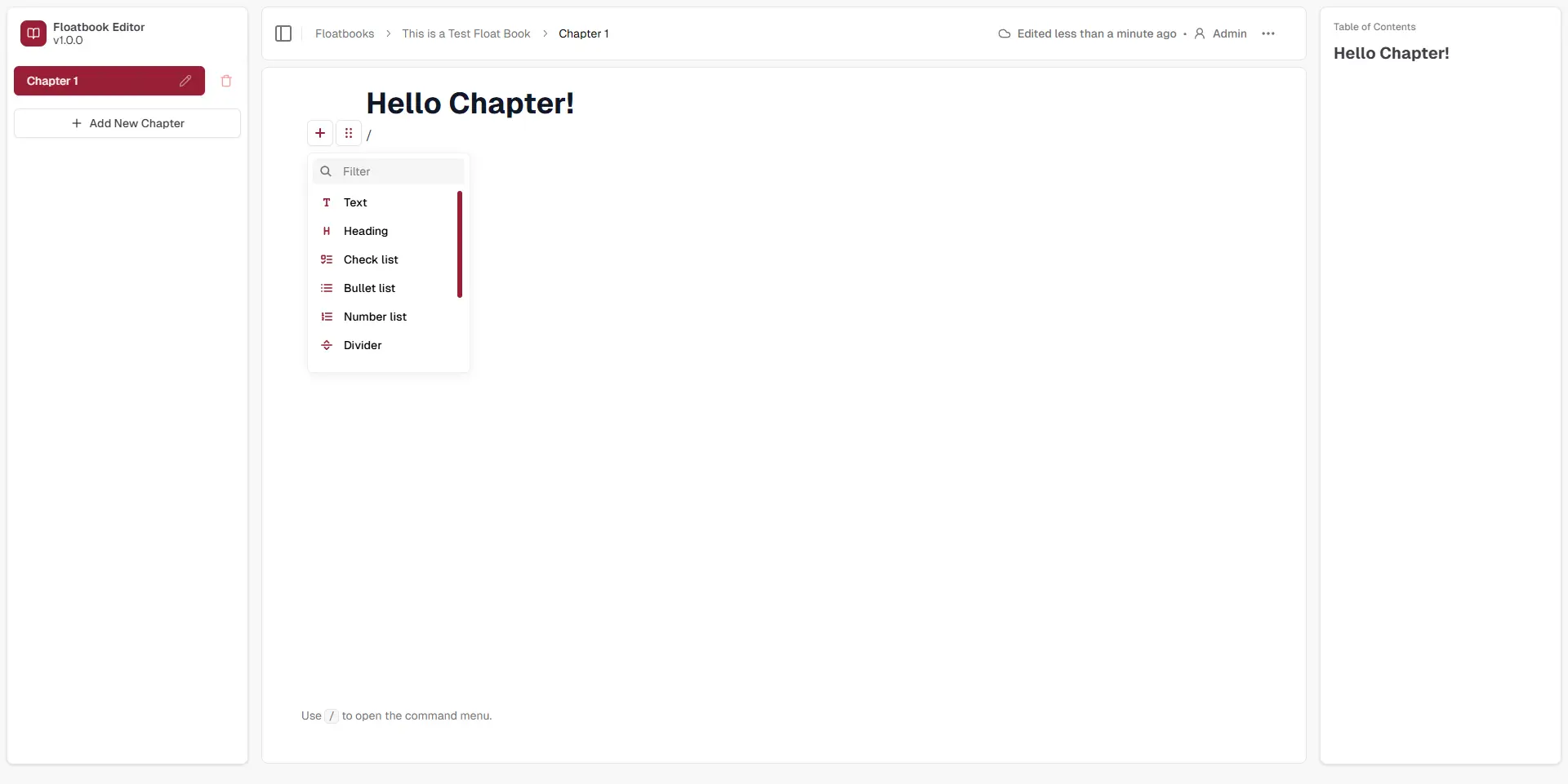 SAIC Floatbook Editor